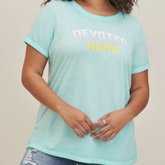 Aqua "DEVOTED MAMA" T-Shirt, Classic Fit, NWT - Picture 3 of 3